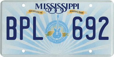 MS license plate BPL692