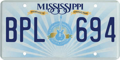 MS license plate BPL694