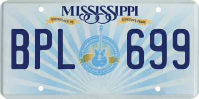 MS license plate BPL699
