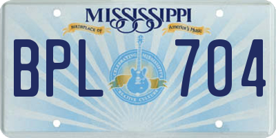 MS license plate BPL704