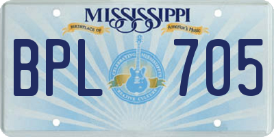 MS license plate BPL705