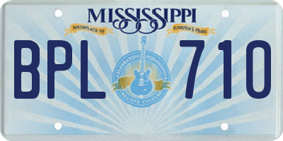 MS license plate BPL710