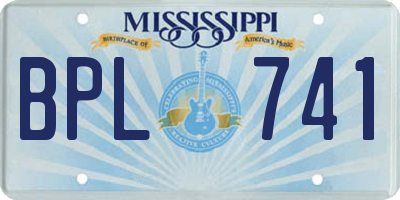 MS license plate BPL741