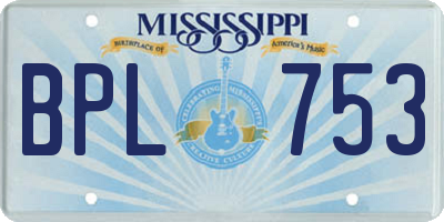 MS license plate BPL753