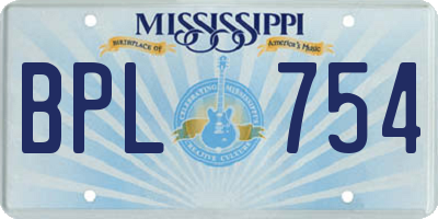 MS license plate BPL754