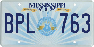 MS license plate BPL763