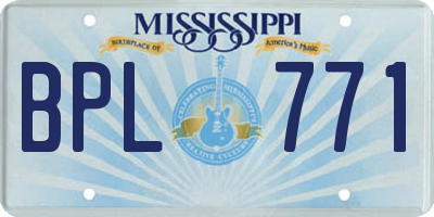 MS license plate BPL771