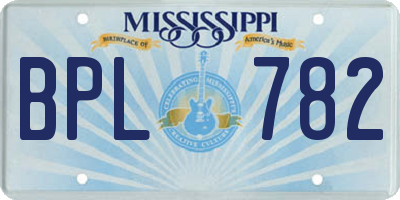 MS license plate BPL782
