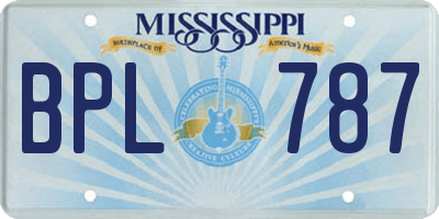 MS license plate BPL787