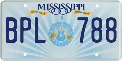 MS license plate BPL788