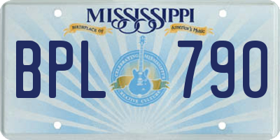 MS license plate BPL790
