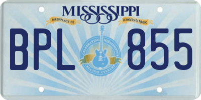 MS license plate BPL855
