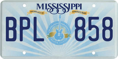 MS license plate BPL858