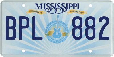 MS license plate BPL882