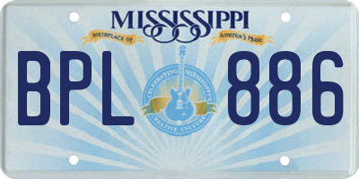 MS license plate BPL886