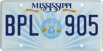 MS license plate BPL905