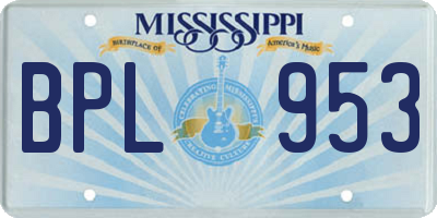 MS license plate BPL953