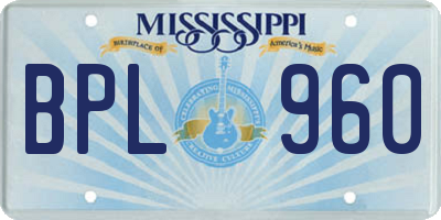 MS license plate BPL960