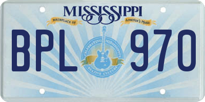 MS license plate BPL970