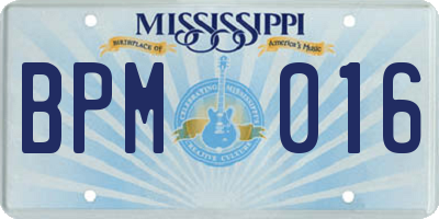 MS license plate BPM016