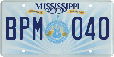 MS license plate BPM040