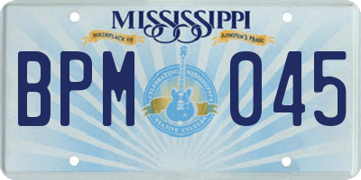 MS license plate BPM045