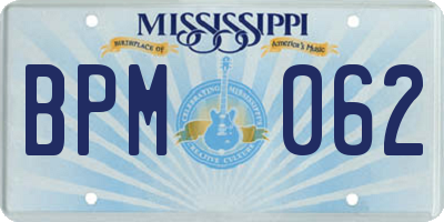 MS license plate BPM062
