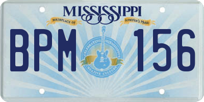 MS license plate BPM156