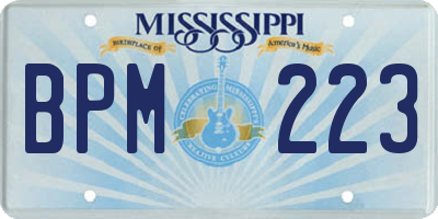 MS license plate BPM223