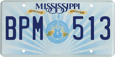MS license plate BPM513