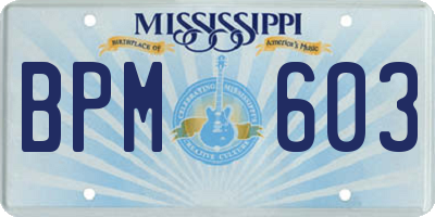 MS license plate BPM603