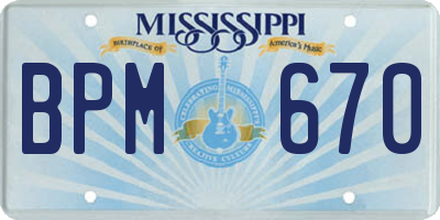 MS license plate BPM670