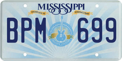 MS license plate BPM699