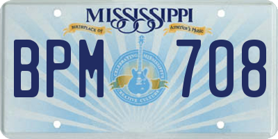 MS license plate BPM708