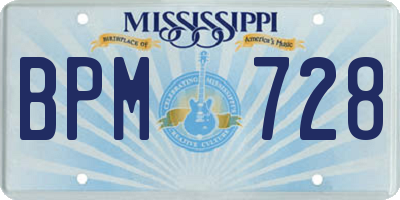 MS license plate BPM728