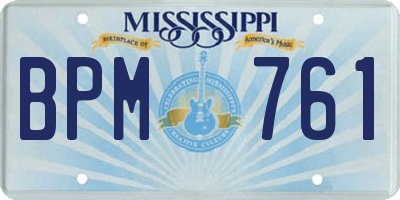 MS license plate BPM761