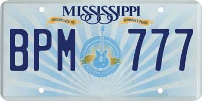 MS license plate BPM777