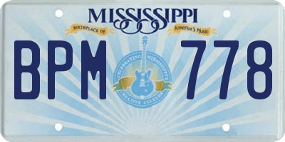 MS license plate BPM778