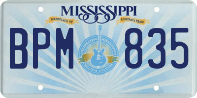 MS license plate BPM835