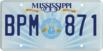 MS license plate BPM871