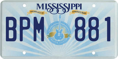 MS license plate BPM881