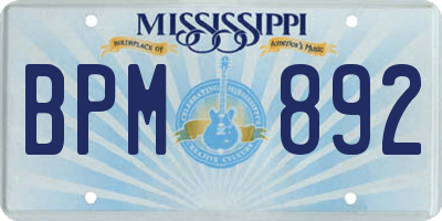 MS license plate BPM892