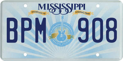 MS license plate BPM908