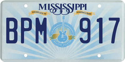 MS license plate BPM917