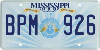 MS license plate BPM926