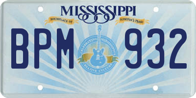 MS license plate BPM932