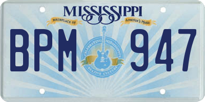 MS license plate BPM947