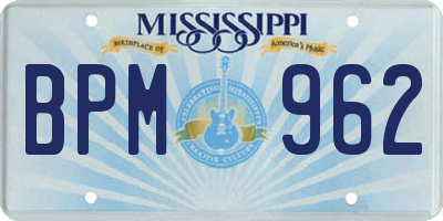 MS license plate BPM962
