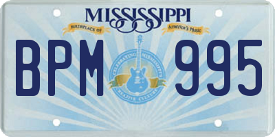 MS license plate BPM995