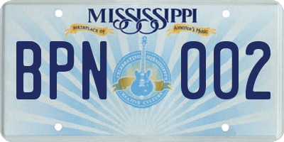 MS license plate BPN002
